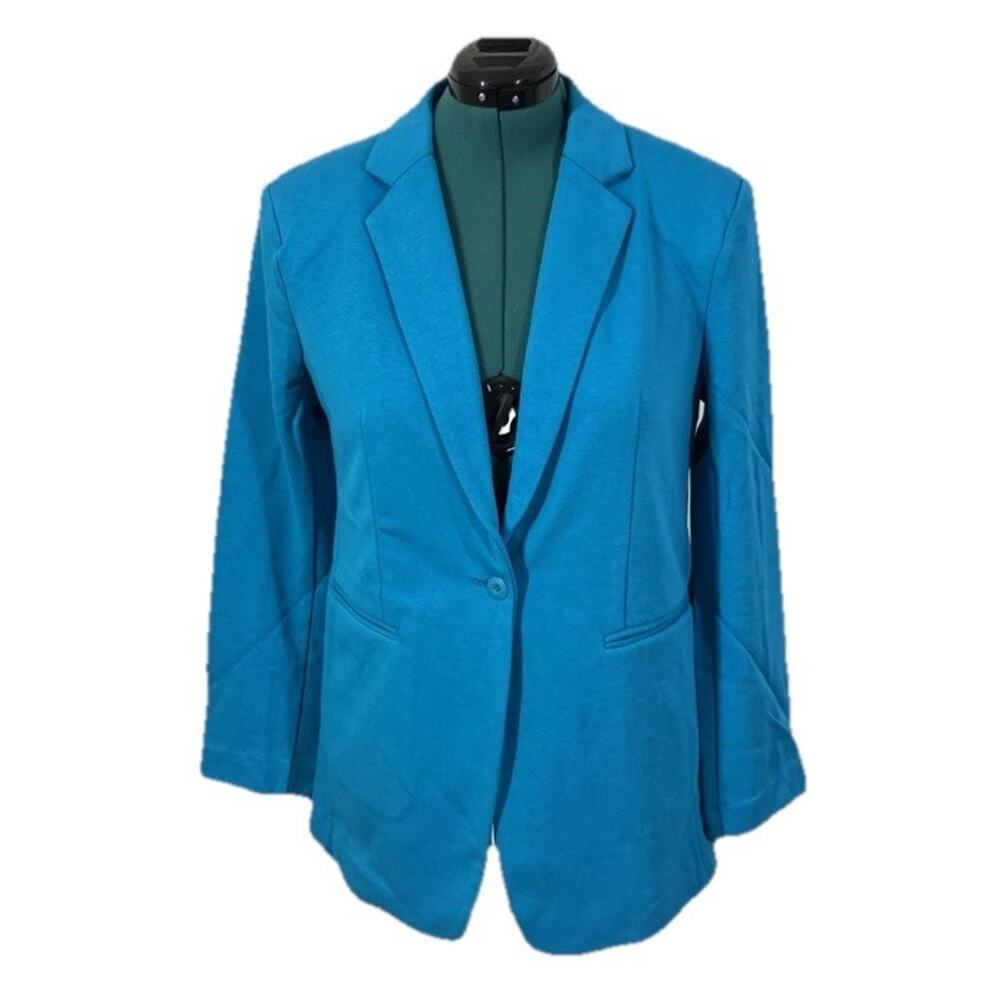 TEREA by Andrea Pitter Women's Blue Enamel Terry Knit Blazer Large NWT 2